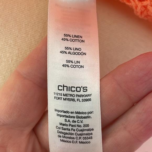 Chico's Orange Open Knit Shrug Cardigan Sweater - Size 1 = Medium/Size 8 - Picture 11 of 12